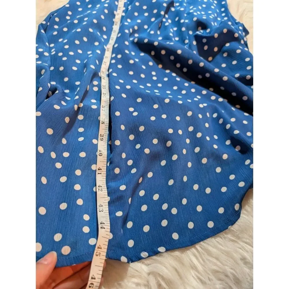 Gilli Women's Midi Polka Dot Puff Sleeve Blue/White‎ Dress Size M